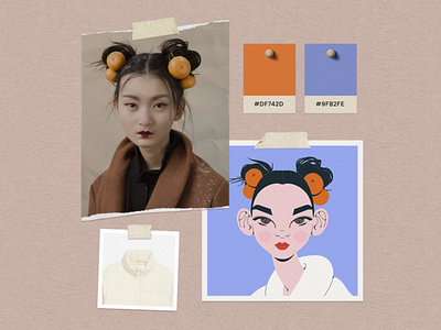 Portrait of girl with oranges in her hair (Moodboard)