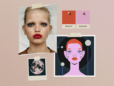 Portrait of a girl in space (moodboard) analog character girl illustration inspiration moodboard portrait woman