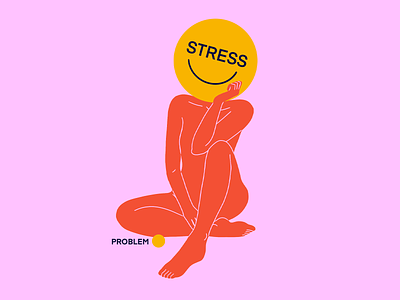 Stress vs Problem character color block colorful face illustration overthinker overthinking pose problems sitting down smiley stress