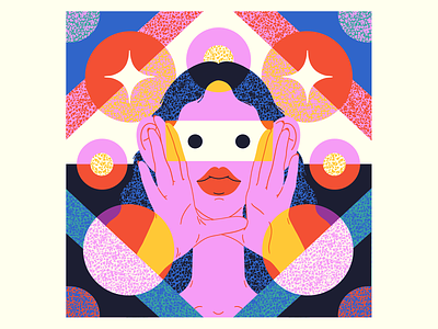Clear Sight 2d character colorful colour female geometric girl happy illustration optimistic portrait see seeing shapes sight texture textures watch watching woman