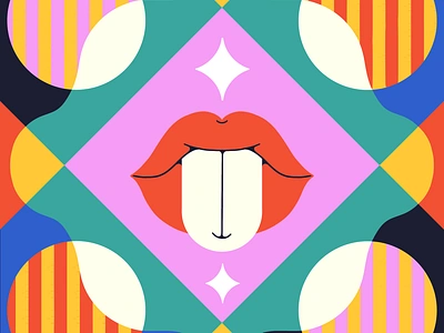 Untitled cheeky colorful flat flirt flirty fun geometric happy illustration lips mouth patterns procreate sexy shapes texture tongue upbeat vivid