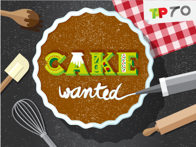 Cake Wanted (English version) birthday birthday cake cake flat food illustration typography vector