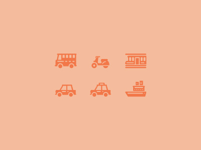Transport icons bus car ferry boat icon iconography motorcycle pictogram subway symbol taxi transportation vespa
