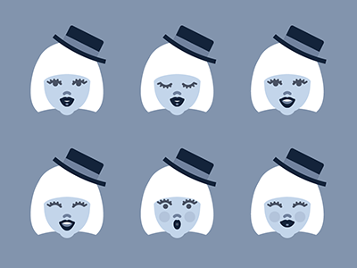 The Magician's Assistant facial expressions 2d character clean face facial expressions flat illustration minimal vector