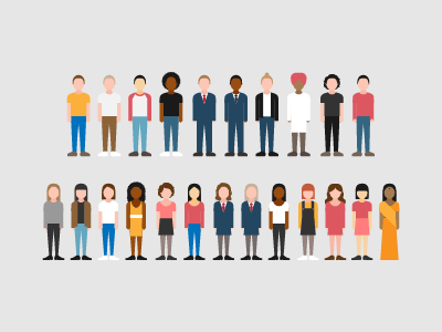 People 2d character crowd flat illustration minimal people vector