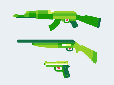 Guns 2d flat gun guns illustration pistol shotgun vector