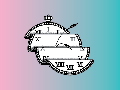 Time clock dali distortion folded gradient grain graphic design illustration line surrealism time vector