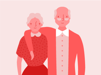 Happy Old Couple 2d character couple cute flat illustration love old people vector