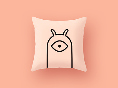 One Eyed Monster cute illustration line monster pillow