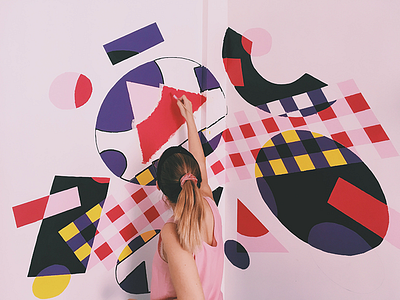 Wall Painting WIP geometric gingham illustration mural vichy wall painting