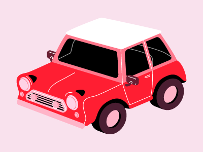 Red Car car illustration pastel vintage