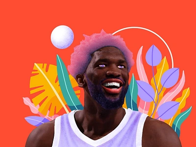 Joel Embiid basketball doodles illustration joel embiid nba philadelphia 76ers procreate sixers