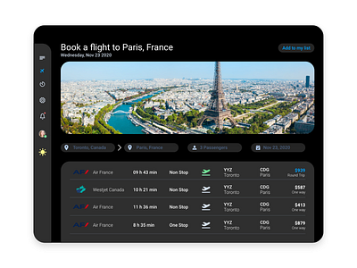 Flight Booking Service Dark Mode