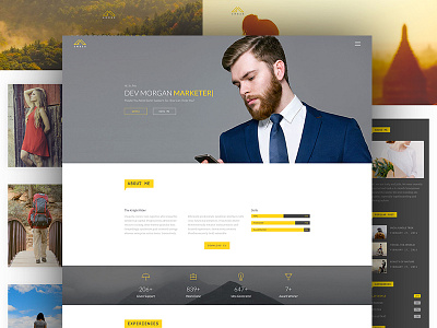 One Page Template Design Amber blog cv flat gallery impressive minimalist onepage template personal resume themeforest vcard virtual business card