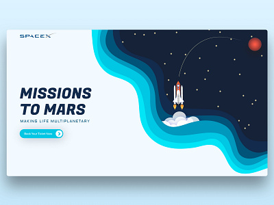 SpaceX Home Page Re-Design Concept branding clean dribbble best shot illustration illustrator interface modern rocket sketch space spacex typography vector