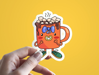 Sweet little mug of cocoa art character design doodle funny illustrate illustration