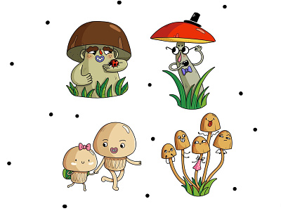 Funny mushrooms art branding character design doodle funny illustrate illustration