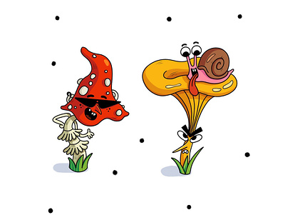 Funny mushrooms art character doodle funny illustrate illustration