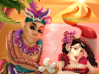 Siyokoy and Sirena Fall in Love cartoon character character design childrens book illustration childrens illustration color concept mermaid monsters sampaguita seamonster tentacles