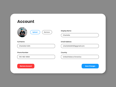 Account Settings Screen Design