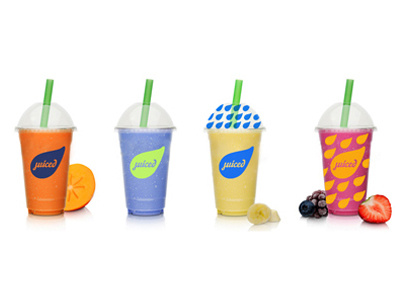 Juiced corporate identity cup drop juice logo organic packaging vibrant