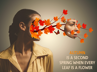 Autumn is Coming autumn butterfly face girl leaf manipulation photoshop quotes text tree