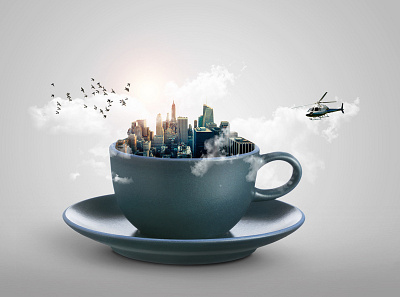 Coffe Mood birds coffee colors design helicopter manipulation photoshop