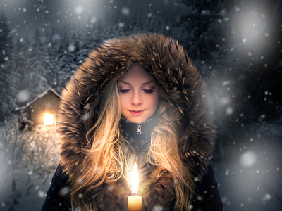 Cold, But Sweet Night candle colors colour design fire girl light night photoshop