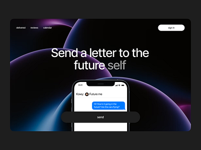 The concept of a service for sending a letter to the future design ui web design