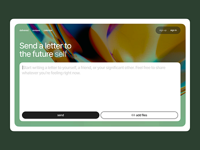 The concept of a service for sending a letter to the future 3d app design product ui ux