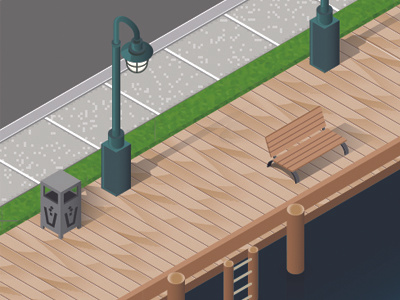 Boardwalk isometric plumbheavy town vector