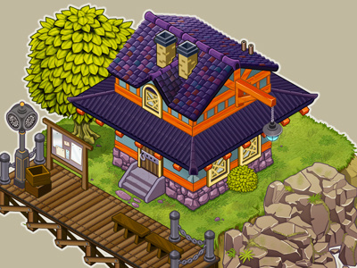 Station art building concept game house illustration isometric station