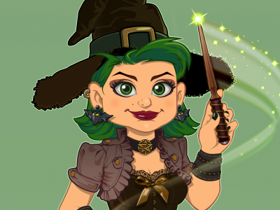 Steampunk Witch character game magic steampunk witch