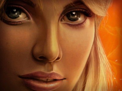 Orange beauty digital face illustration light orange painting woman