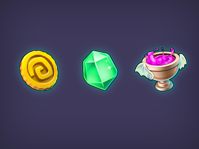 Currency Icons coin currency game gem gold icon icons illustration potion trophy ui