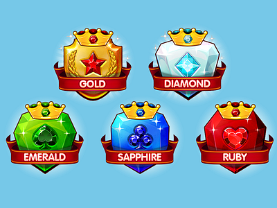 Crests badges crests diamond gems gold heart jewel shields star