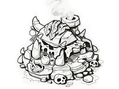 Shaman Hut game gameart handrawn house ink inktober isometric sketch