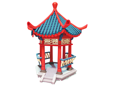 Pagoda 3d 3dartist chinese game gameart illustration maya mobile pagoda