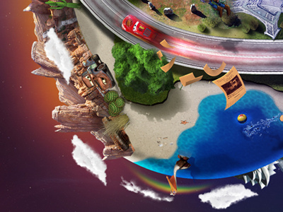 Disney Realms game globe illustration manipulation world