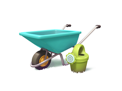 wheelbarrow 3d game gameart illustration