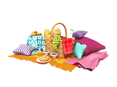 picnic 3d game gameart illustration mobile model picnic