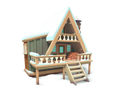 snowycabin 3d game gameart house illustration maya mobile model