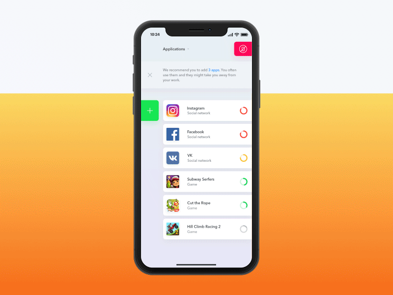 Blocking apps – short statistics animation app clear mobile motion ui ux web