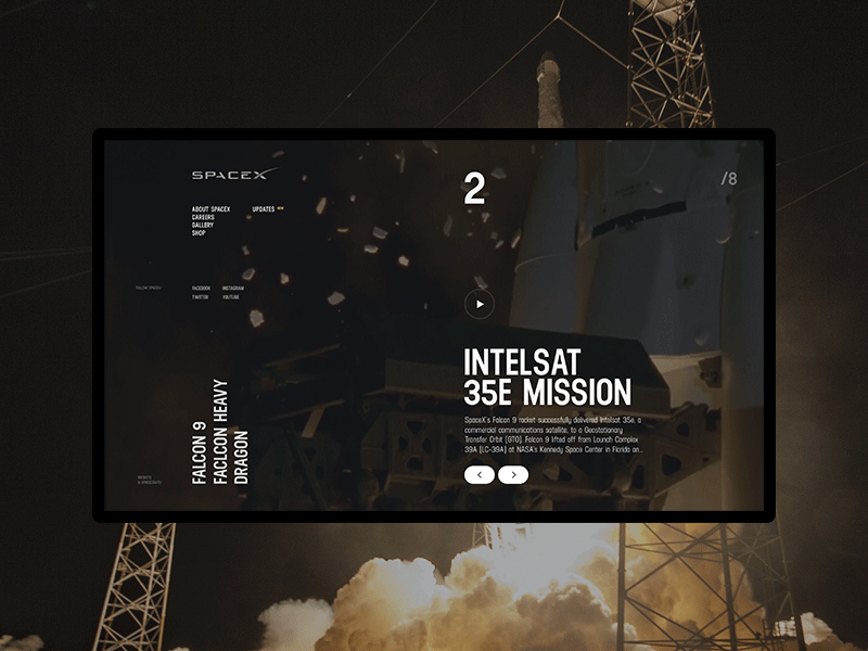 SpaceX clean clear desktop grid rockets spacex ui ux web