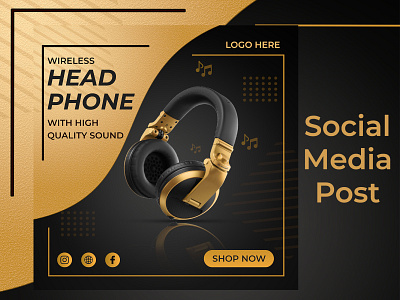 Social Media Post ads advertige banner best black brochure design facebook flyer golden headphone instagram media post poster professional social social media twitter unioque