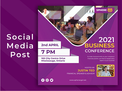 Social Media Post Design banner brochure business commercial conference corporate dark design entrepreneur facebook flyer new post poster poster art purple social social media twitter