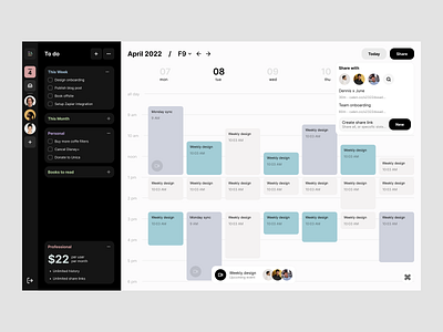 Dashboard ✦ Calendar Page calendar dashboard design graphic design ui ux