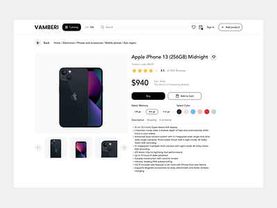 🛍 Marketplace — Product Detail Page black clean dark design interface ios iphone minimal product detail store ui ux white