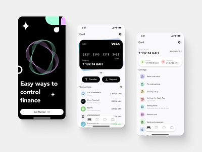🏦 Digital Banking Application app banking card clean credit crypto debit e money finance fintech minimalist mobile pay payment visa wallet