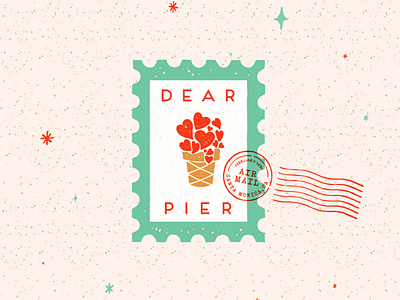 Dear Pier... badge branding design glitter ice cream icon illustration logo love mark stamp stars typography valentines